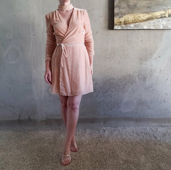 wayf velvet wrap dress